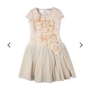MonnaLisa Cream Monnalisa Ivory Tulle Dress Floral Appliqué Dress size 6